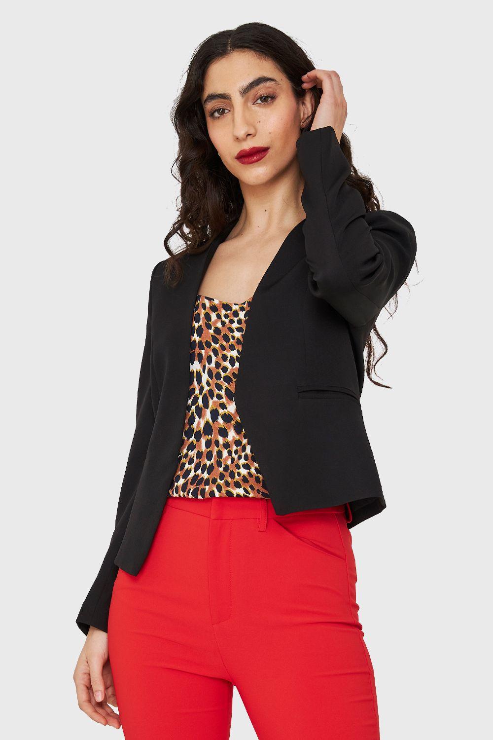 Blazer Entallado Clásico Negro Nicopoly-0