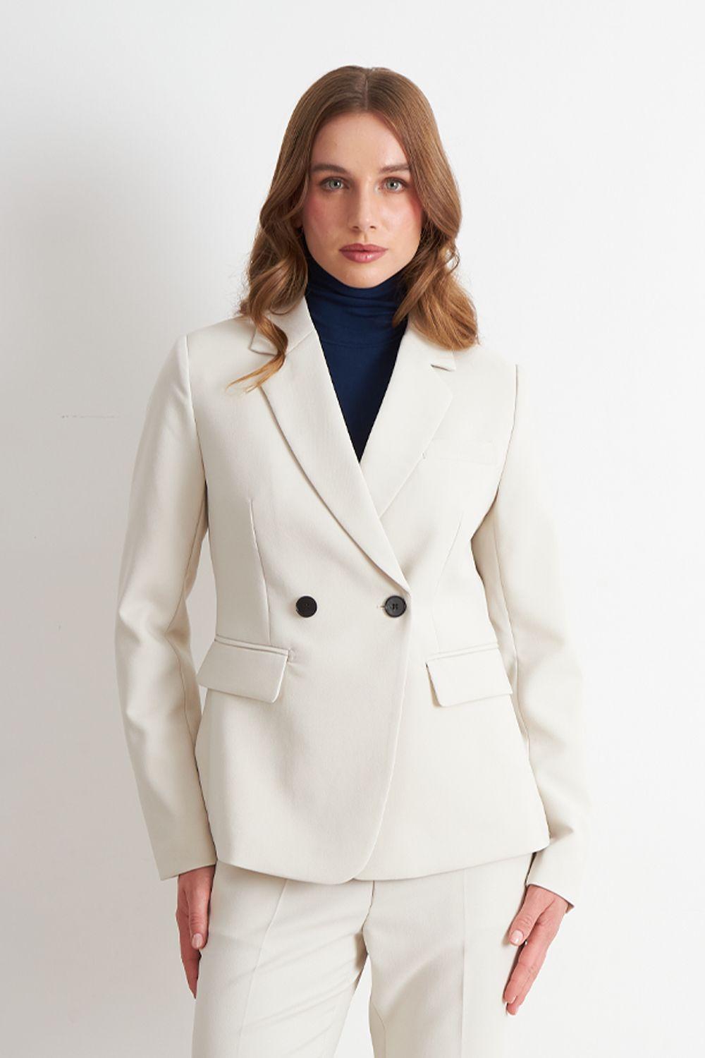 Blazer Sastrero Dos Botones Blanco	 Nicopoly-4