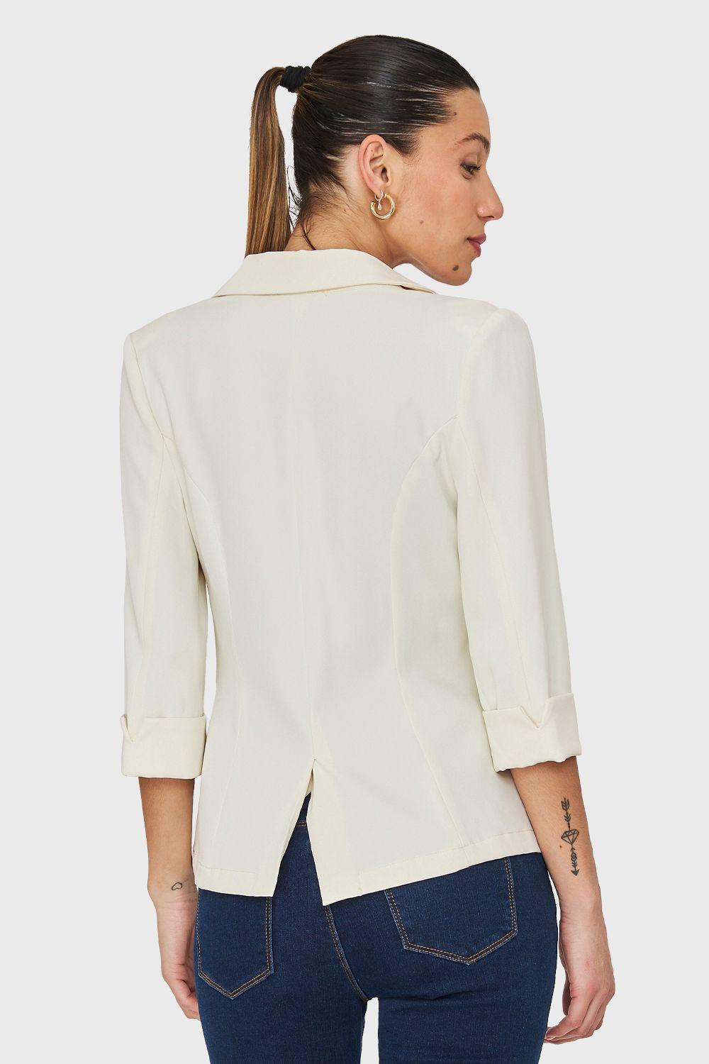 Blazer Entallado Manga 3/4 Blanco Nicopoly-3