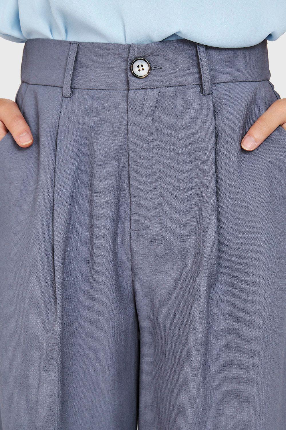 Pantalón Pretina Ancha Azul Grisáceo Nicopoly-5