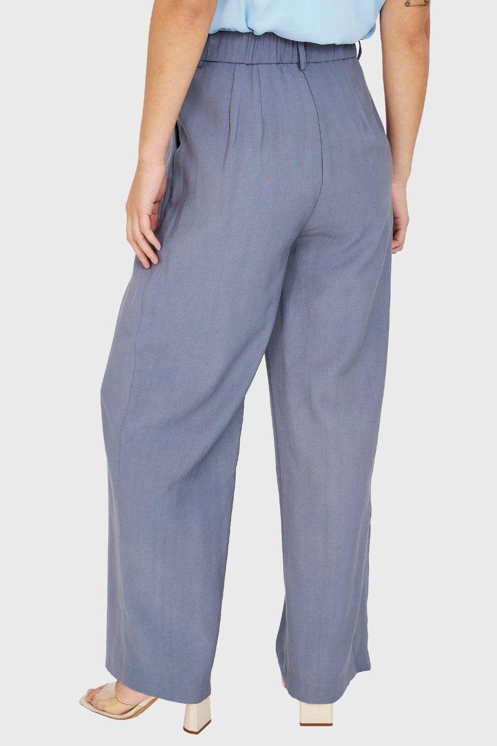 Pantalón Pretina Ancha Azul Grisáceo Nicopoly-3