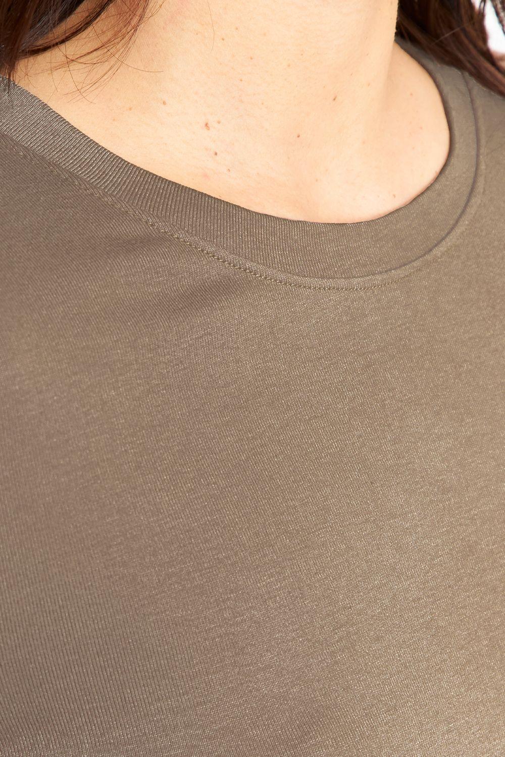Polera Manga Larga Cuello Redondo Khaki-5