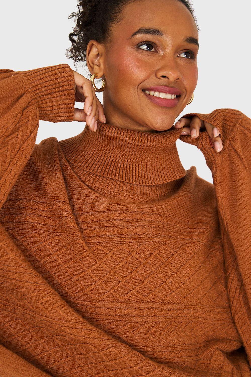 Sweater Manga Muerciélago Camel Nicopoly-5