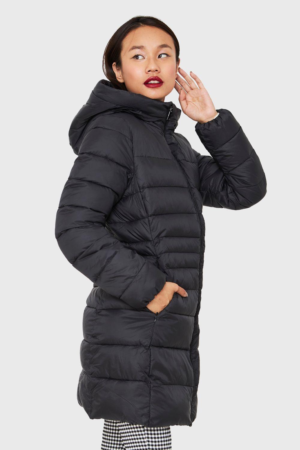 Parka Midi Gorro Polar Negro Nicopoly-2