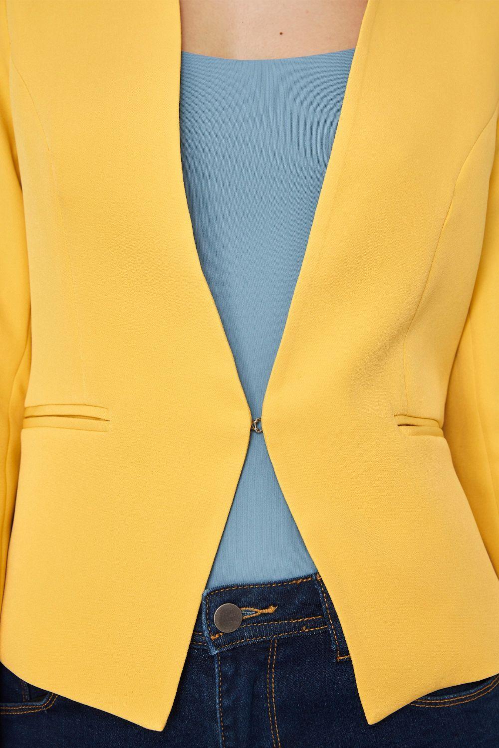 Blazer Entallado Clásico Amarillo Canario Nicopoly-5