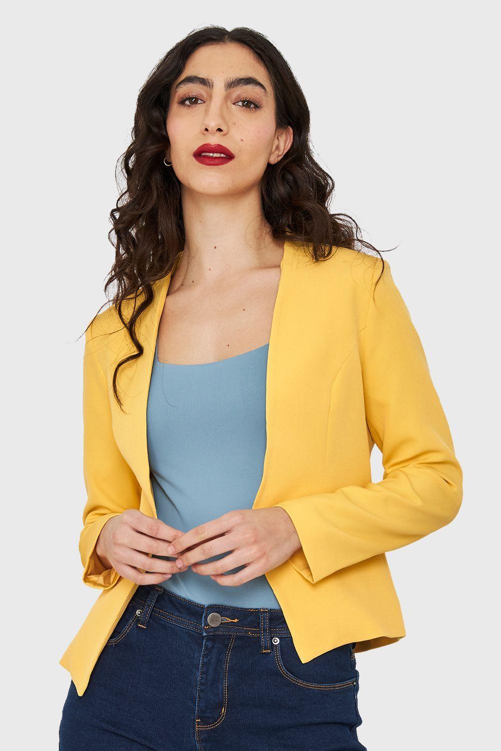 Blazer Entallado Clásico Amarillo Canario Nicopoly-4