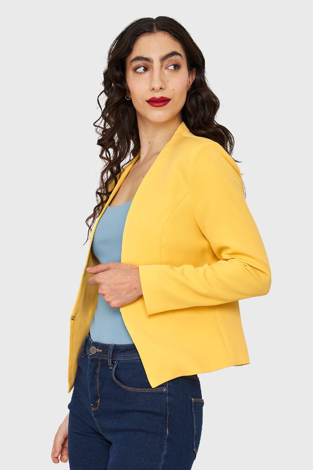 Blazer Entallado Clásico Amarillo Canario Nicopoly-2
