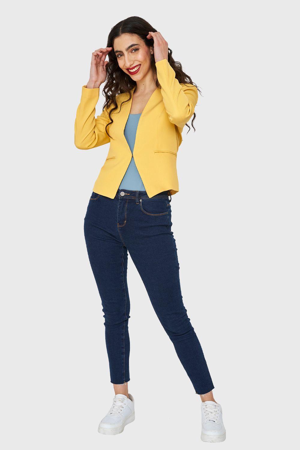 Blazer Entallado Clásico Amarillo Canario Nicopoly-1