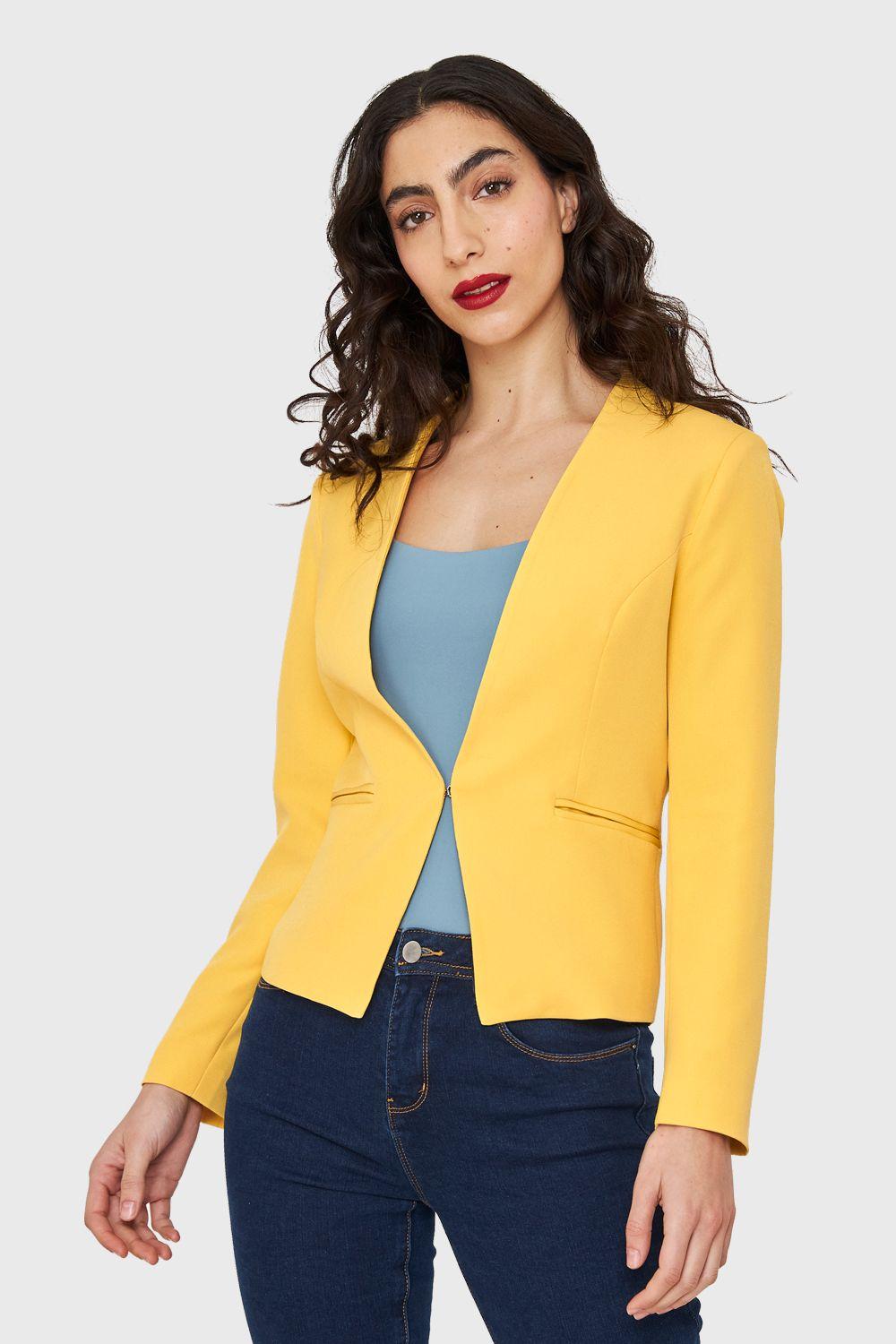 Blazer Entallado Clásico Amarillo Canario Nicopoly-0