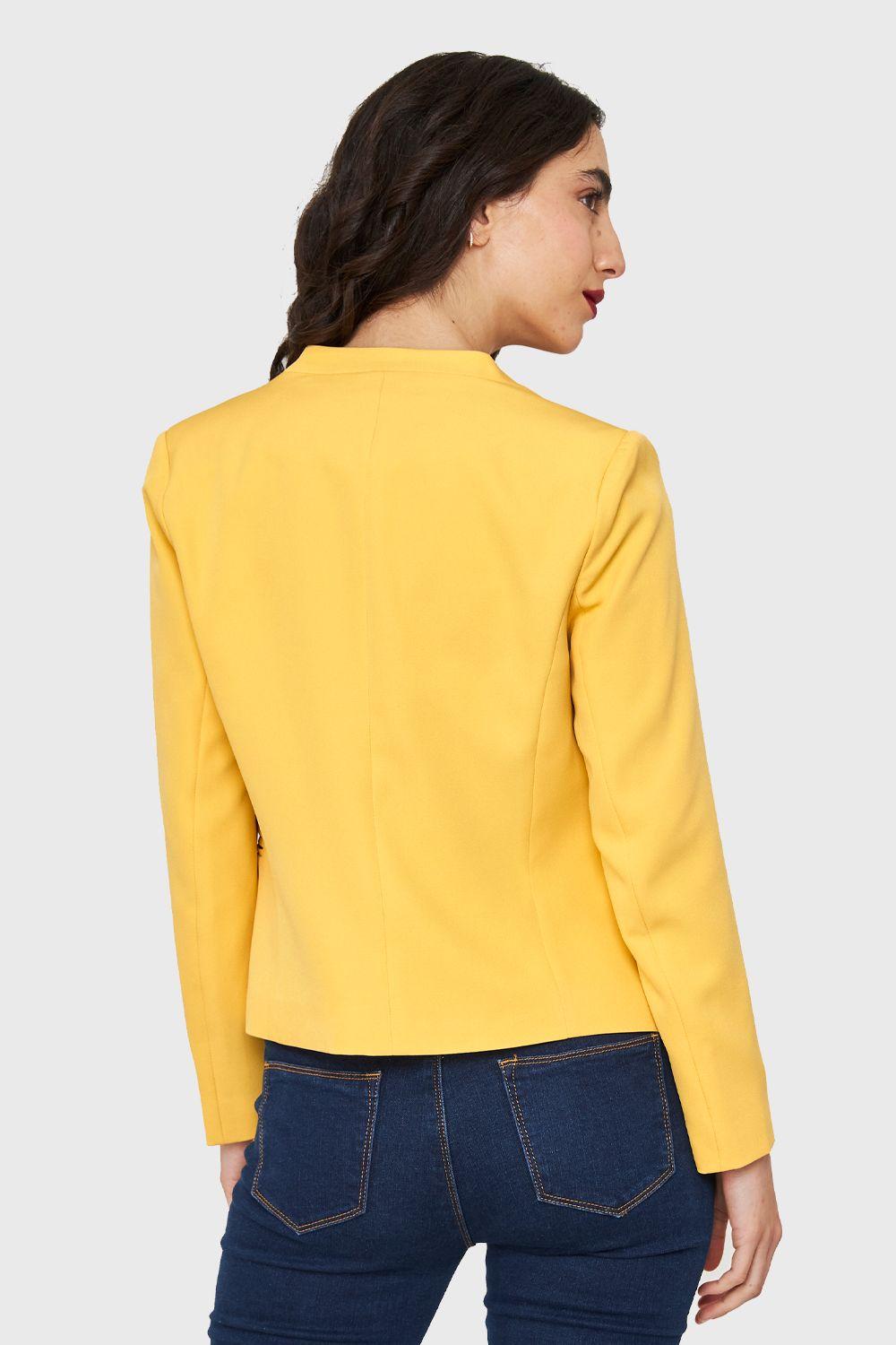 Blazer Entallado Clásico Amarillo Canario Nicopoly-3
