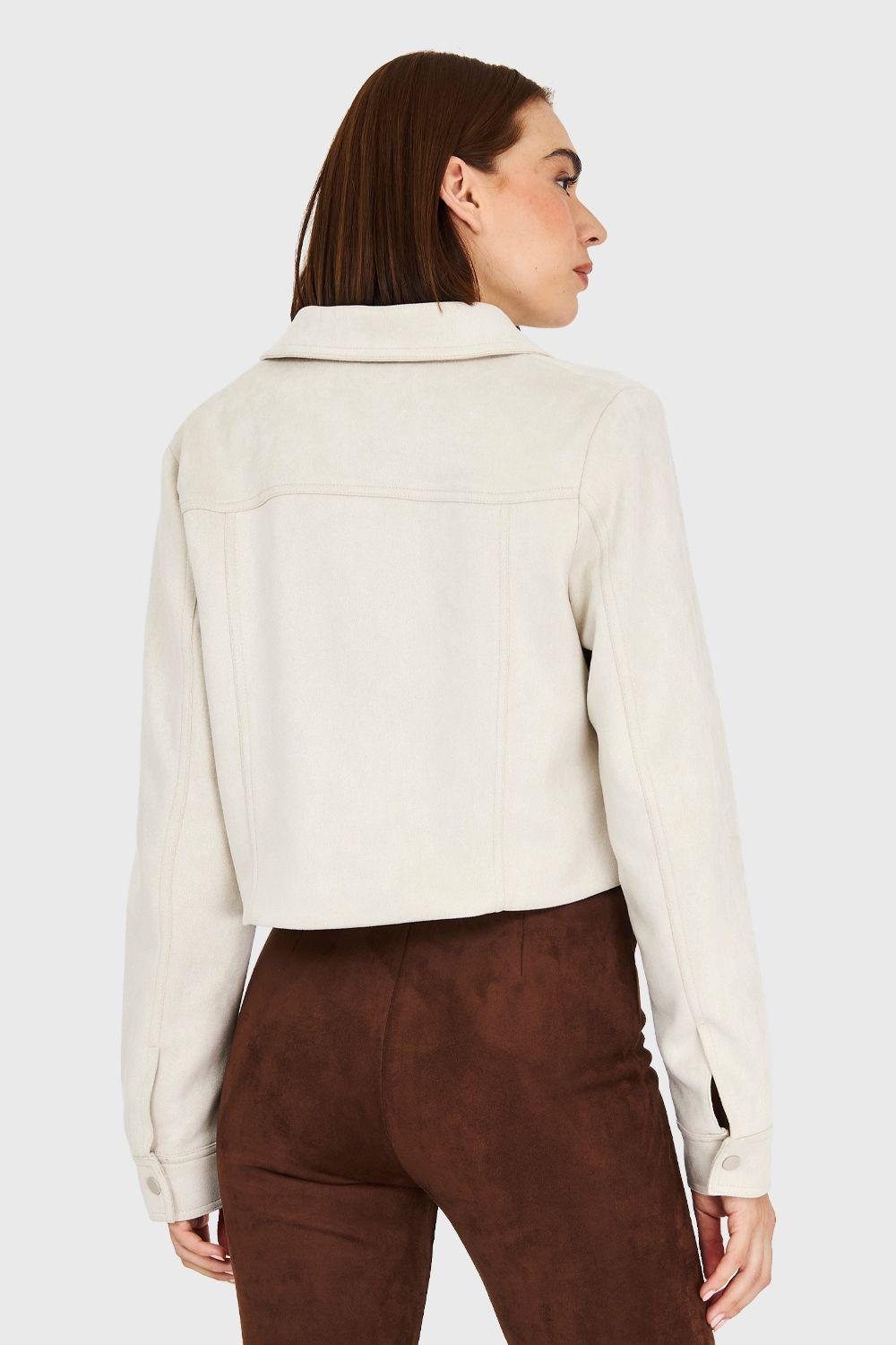 Chaqueta Corta Tipo Gamuza Blanco Invierno Invierno Nicopoly-3