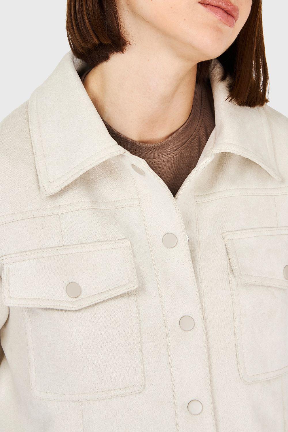 Chaqueta Corta Tipo Gamuza Blanco Invierno Invierno Nicopoly-5
