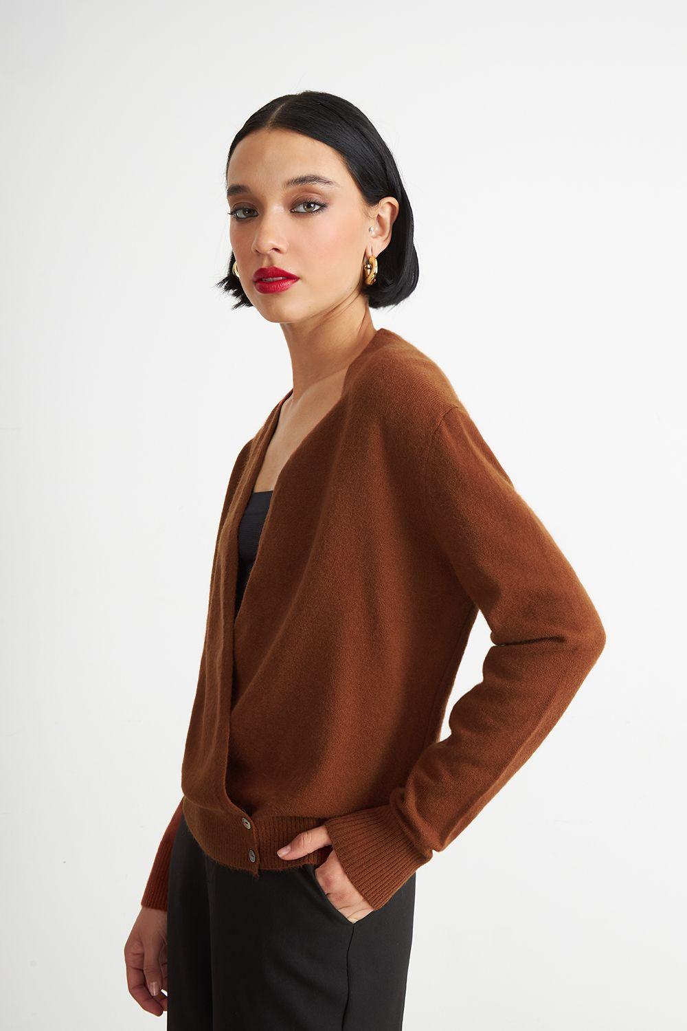 Sweater Cruzado con Botones Óxido Nicopoly-2