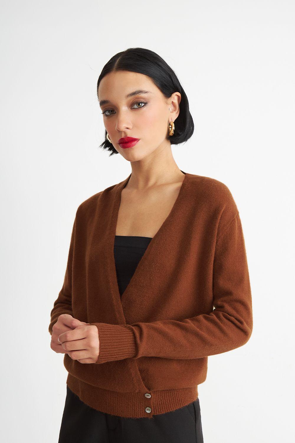 Sweater Cruzado con Botones Óxido Nicopoly-4