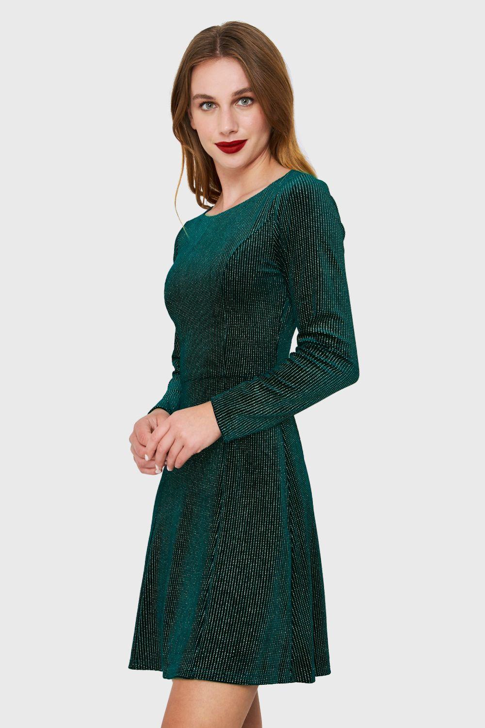 Vestido Plush Brillos Verde Oscuro Nicopoly-2