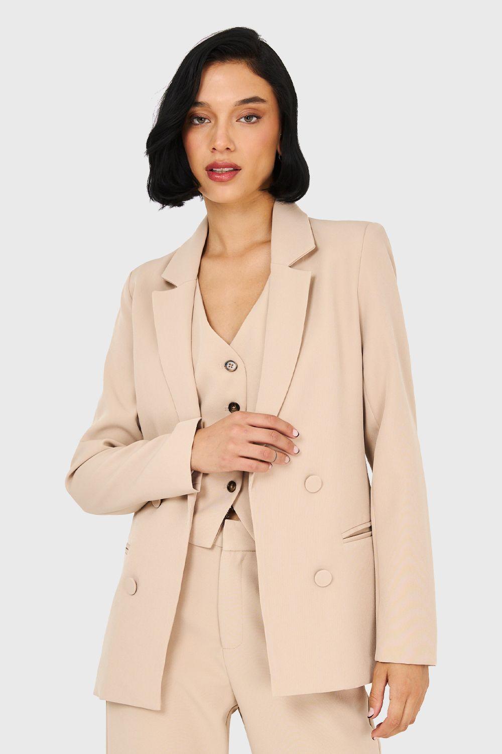 Blazer Básico De Tope Khaki Nicopoly-0