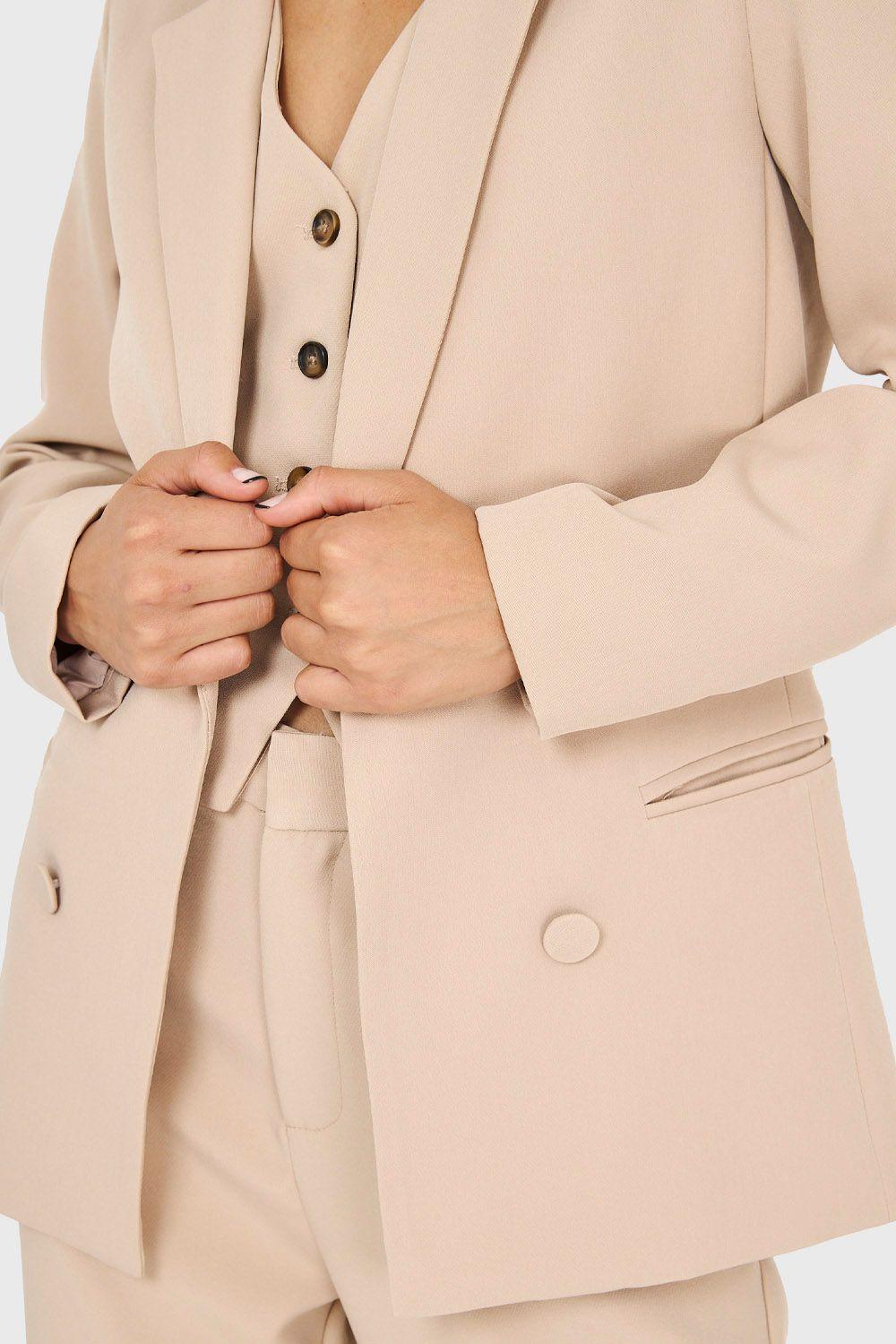 Blazer Básico De Tope Khaki Nicopoly-5