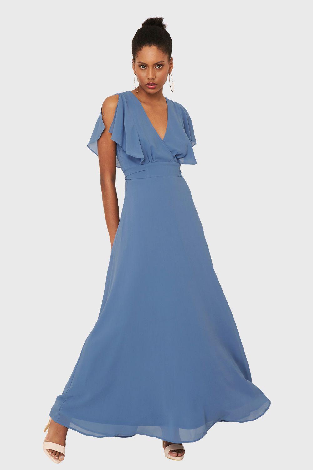 Vestido Largo Celeste Nicopoly-0