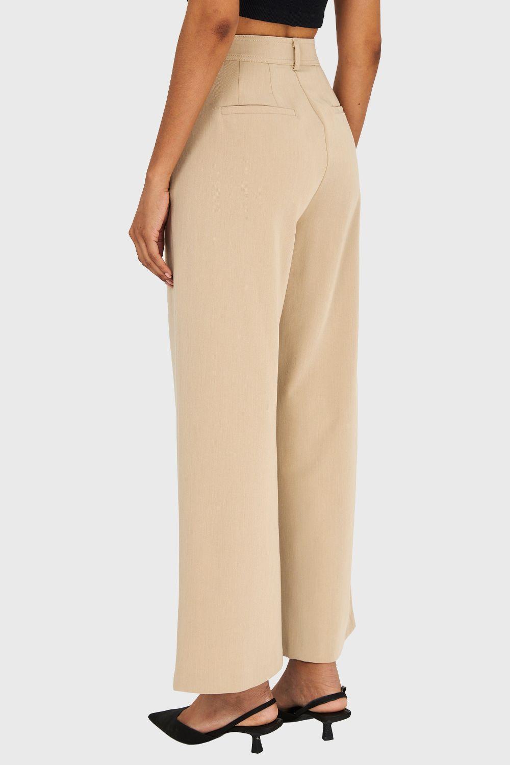 Pantalón Básico Pierna Ancha Khaki Nicopoly-3