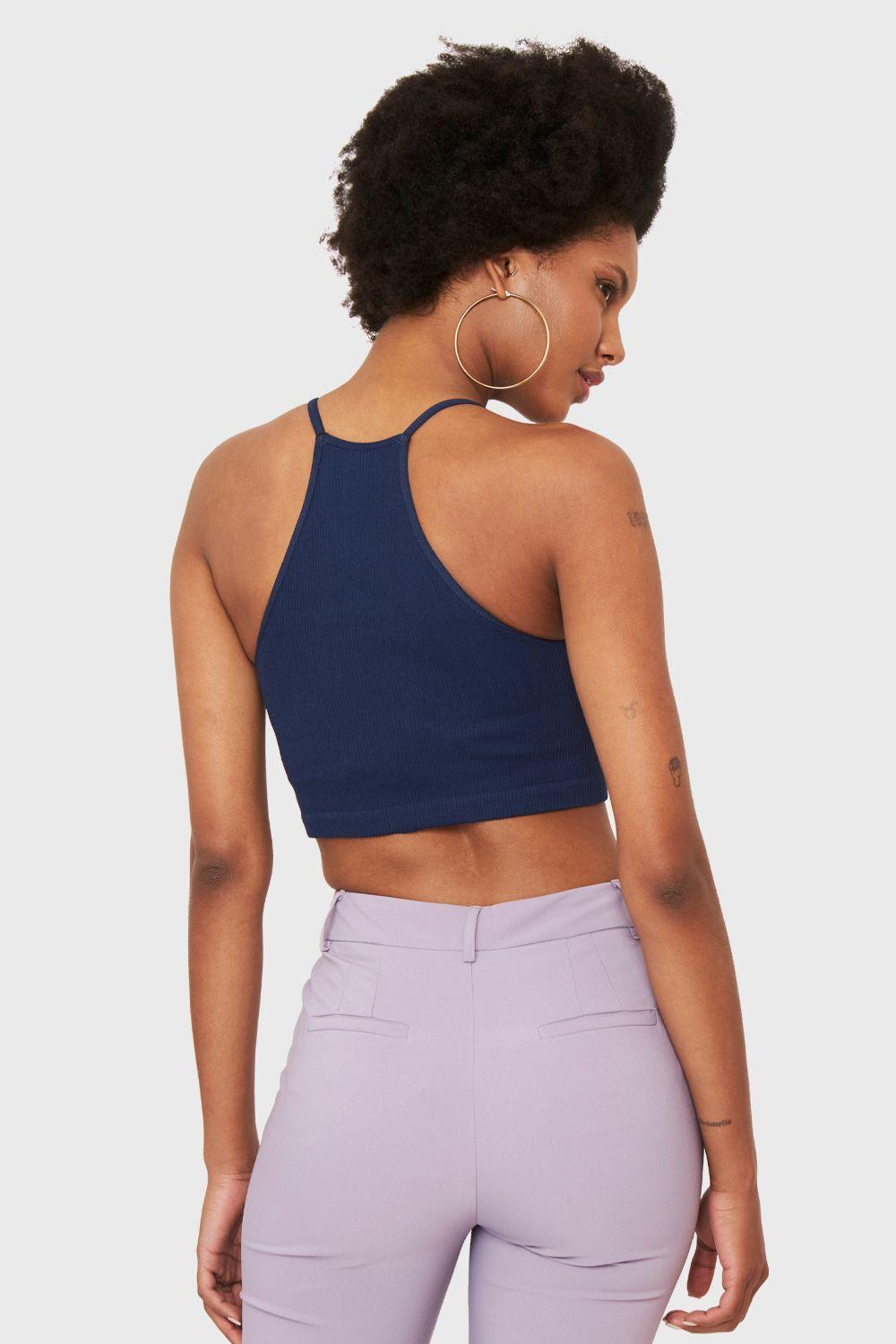 Peto Cuello Halter Azul Marino Nicopoly-3