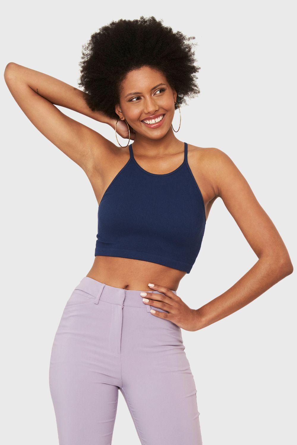 Peto Cuello Halter Azul Marino Nicopoly-4