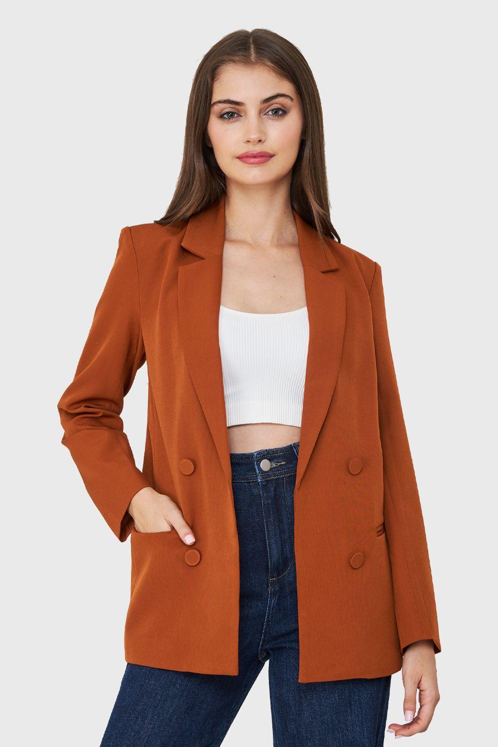 Blazer Cuatro Botones Decorativos Óxido Nicopoly-0