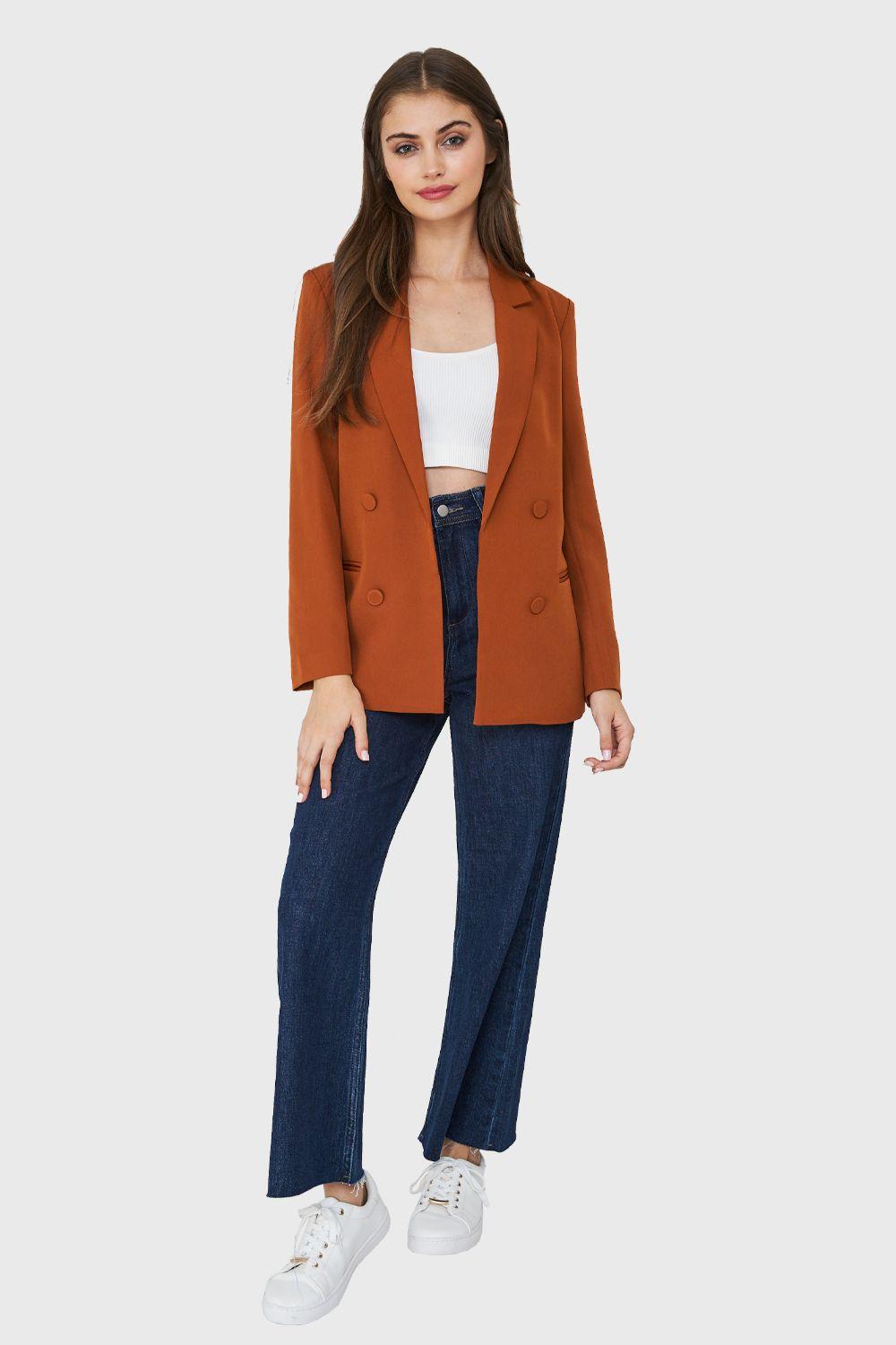 Blazer Cuatro Botones Decorativos Óxido Nicopoly-1