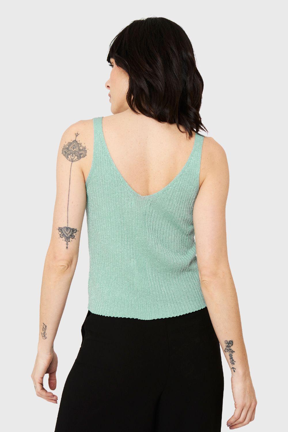 Polera Acanalada Brillos Menta Nicopoly-3