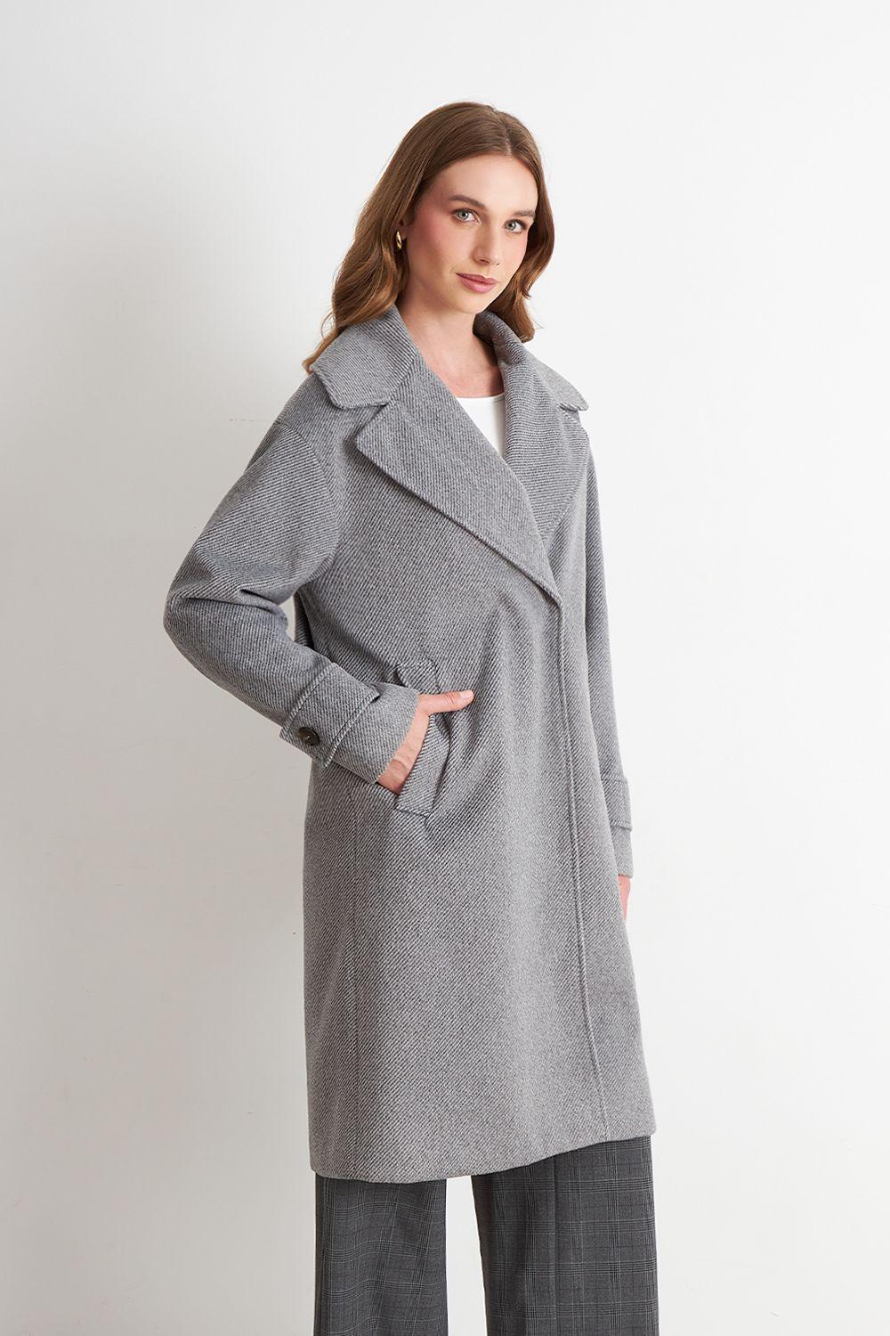 Abrigo Lanilla con Solapa Gris Nicopoly-2