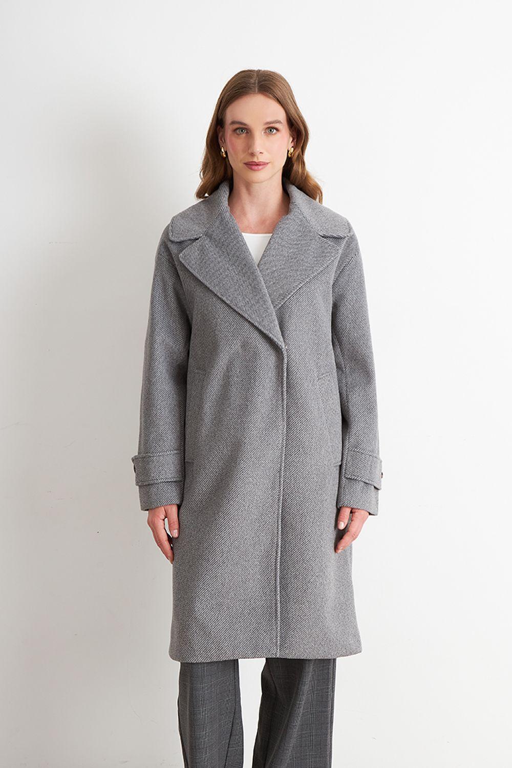 Abrigo Lanilla con Solapa Gris Nicopoly-4