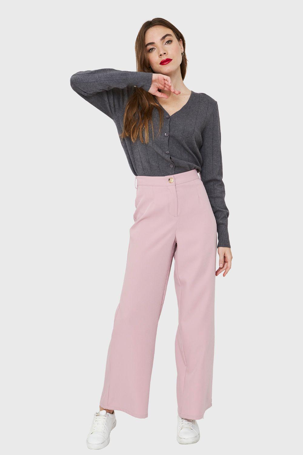 Cárdigan Acanalado Botones Gris Nicopoly-1