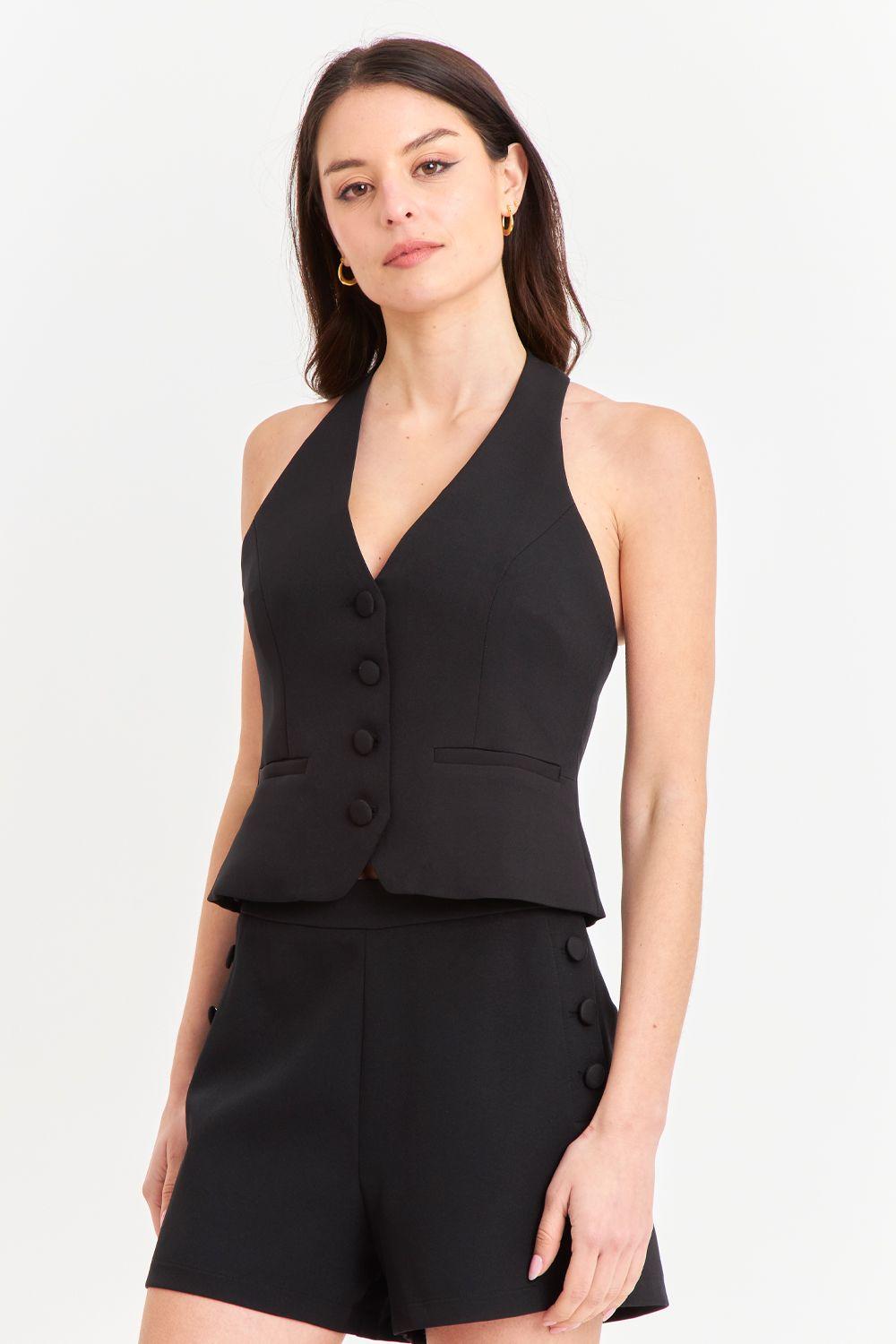 Gilet Halter Espalda Descubierta Negro Nicopoly-0