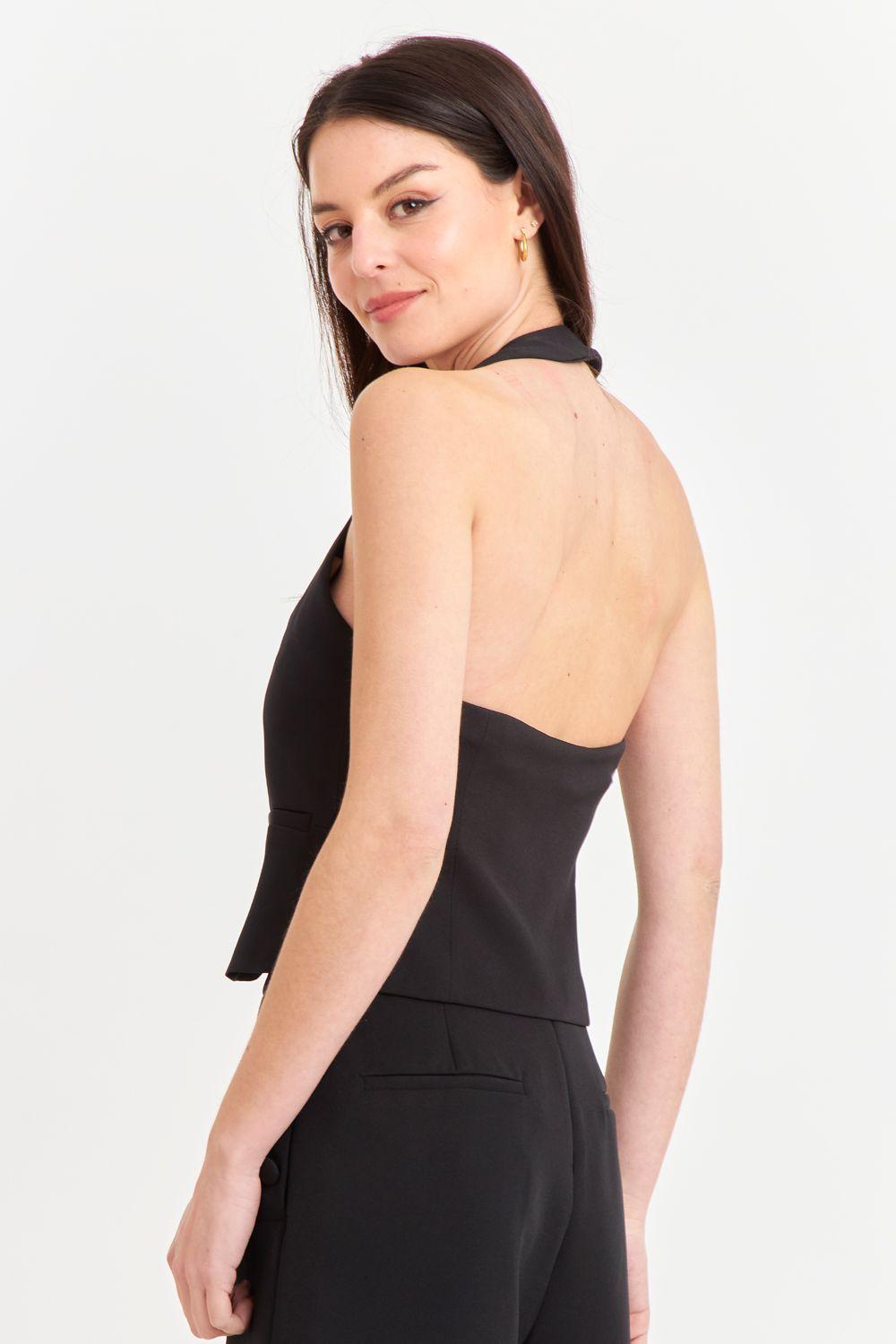 Gilet Halter Espalda Descubierta Negro Nicopoly-3