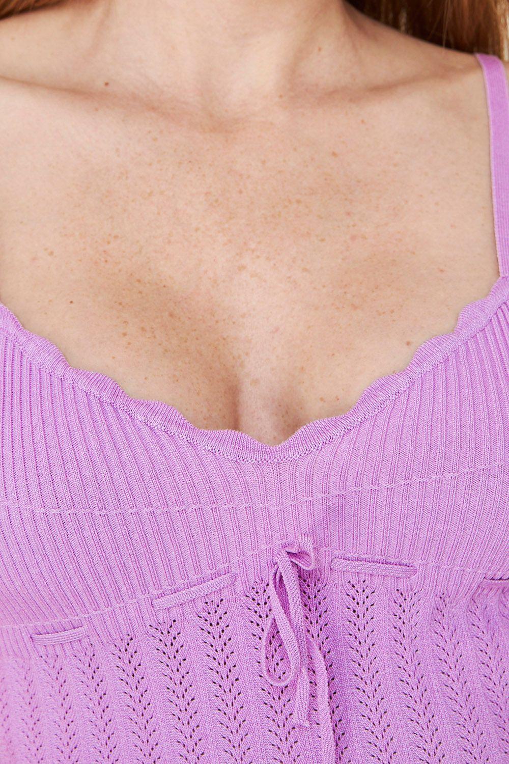 Polera Tipo Tejida Con Cinta Lila Nicopoly-5