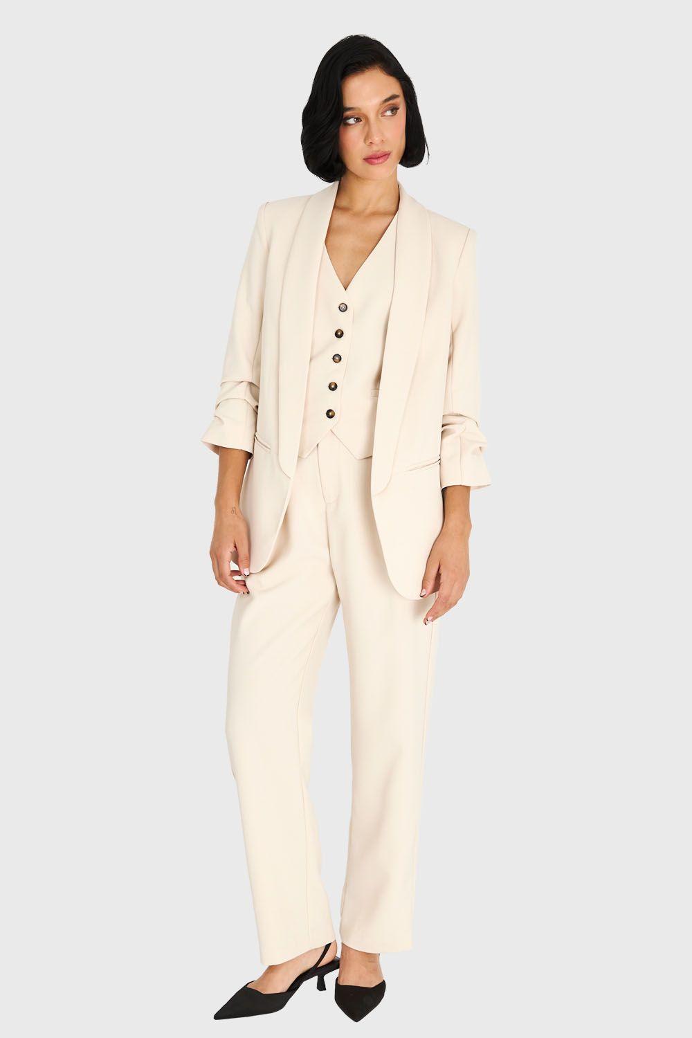 Blazer De Tope Manga 3/4 Beige Nicopoly-1