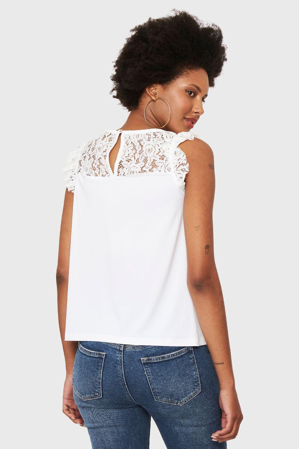Polera Encaje Canesú Blanco Nicopoly-3