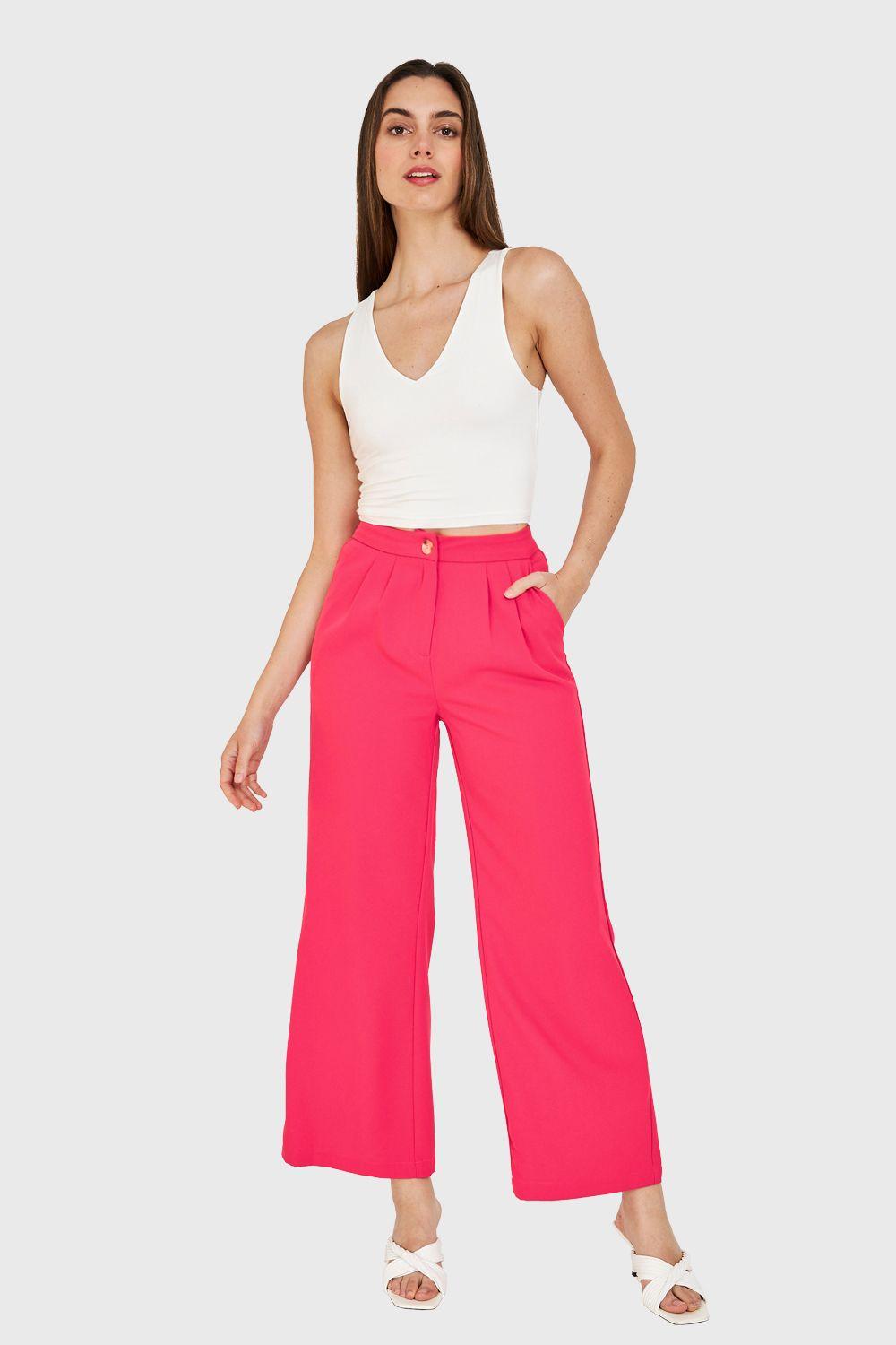 Pantalón Pinzas Ligero Fucsia Nicopoly-1