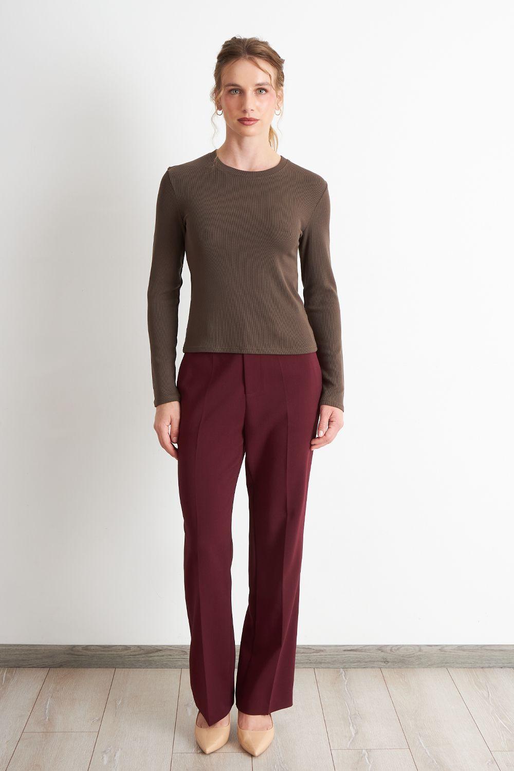 Polera Manga Larga Café Nicopoly-1