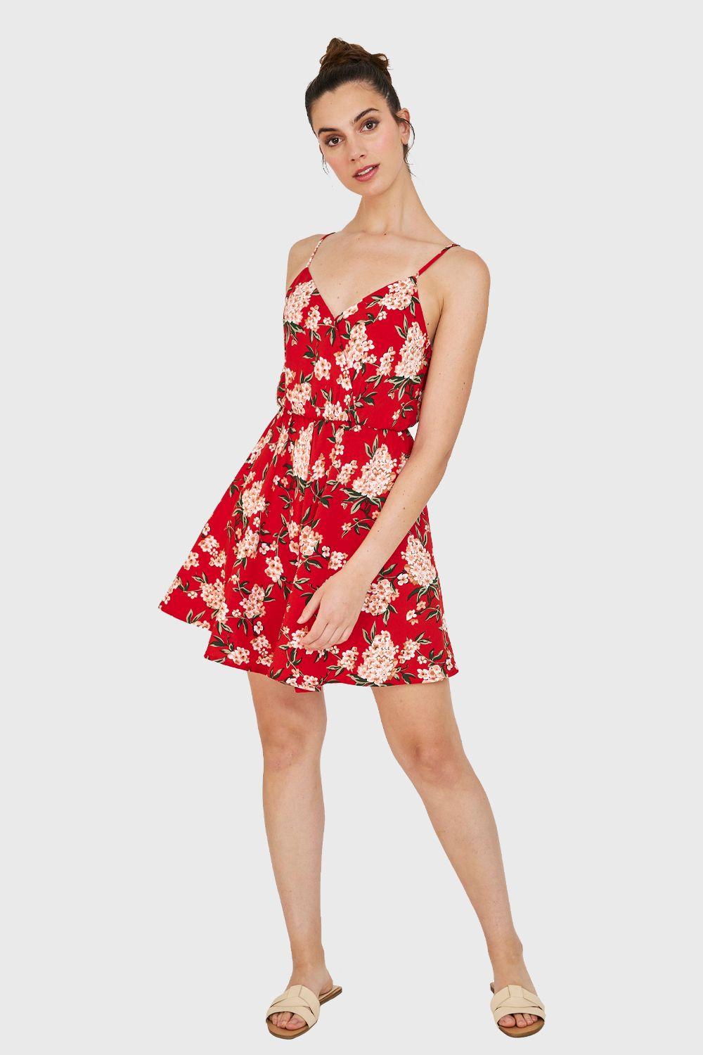 Enterito Corto Flores Rojo Nicopoly-1