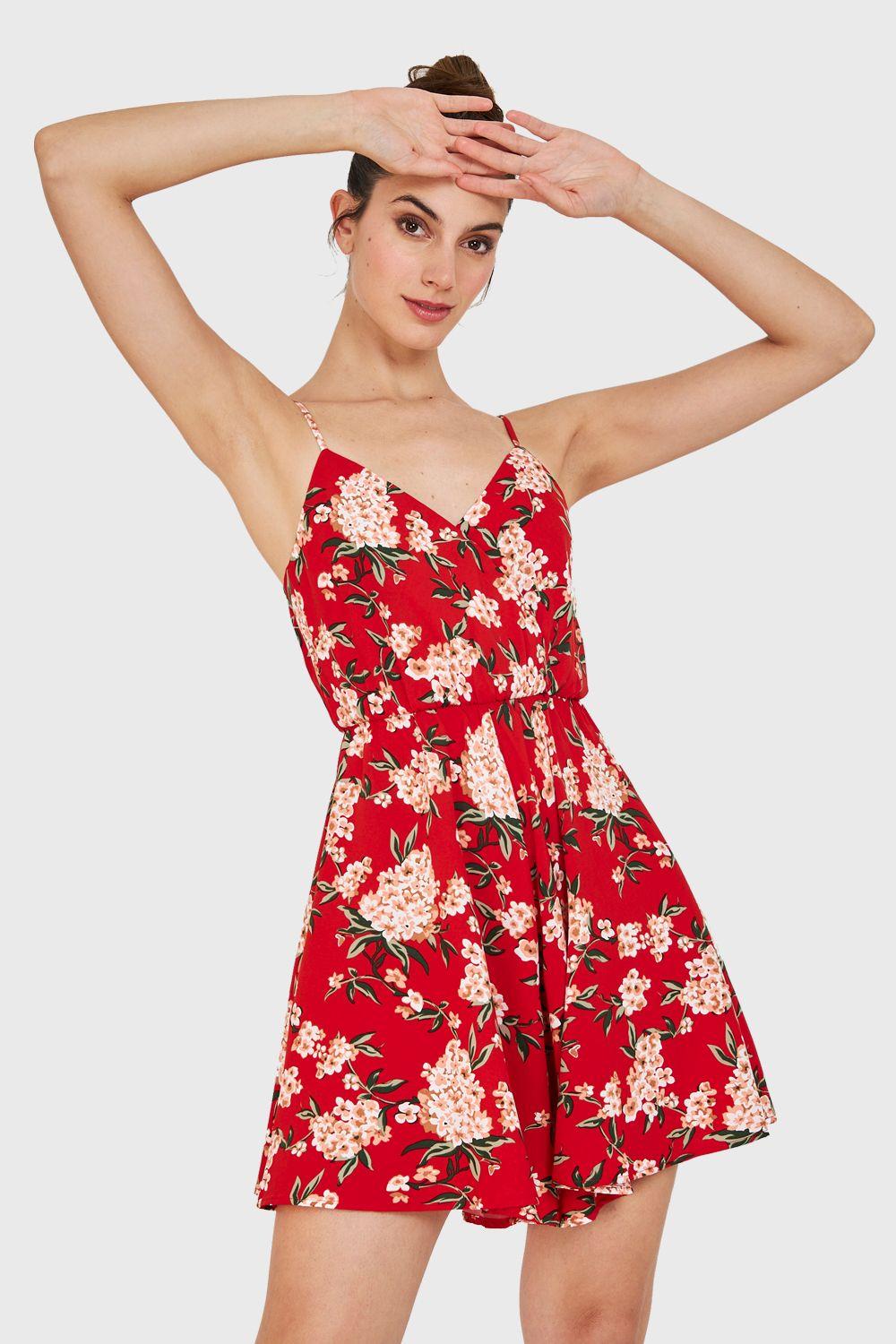 Enterito Corto Flores Rojo Nicopoly-0