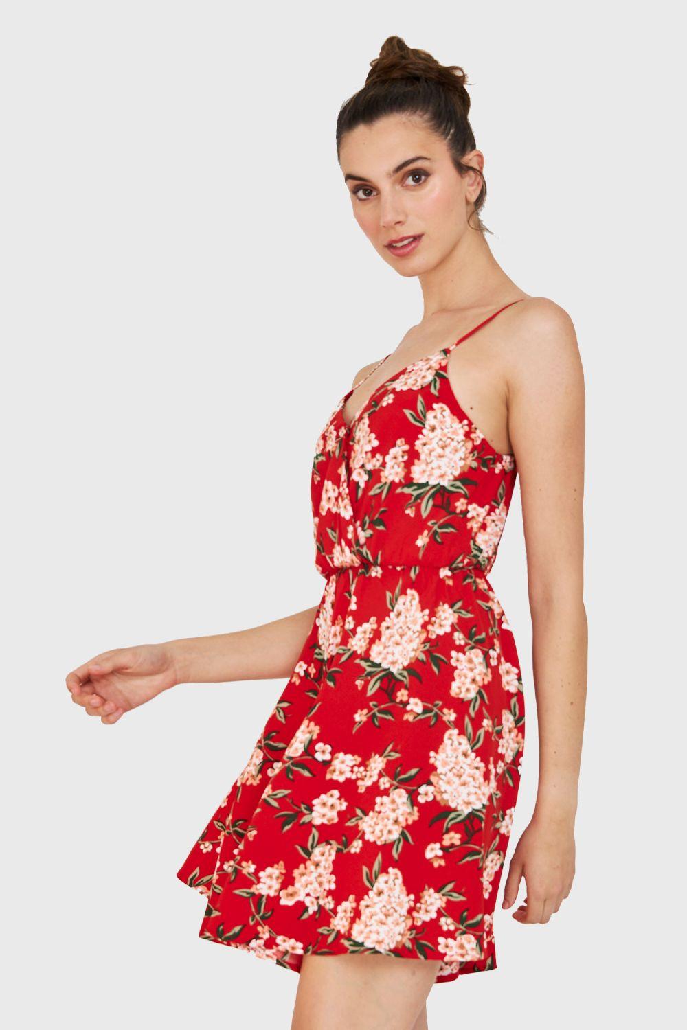 Enterito Corto Flores Rojo Nicopoly-2