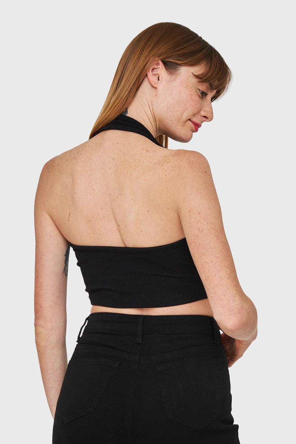 Top Escote V Cruzado Negro Nicopoly-3