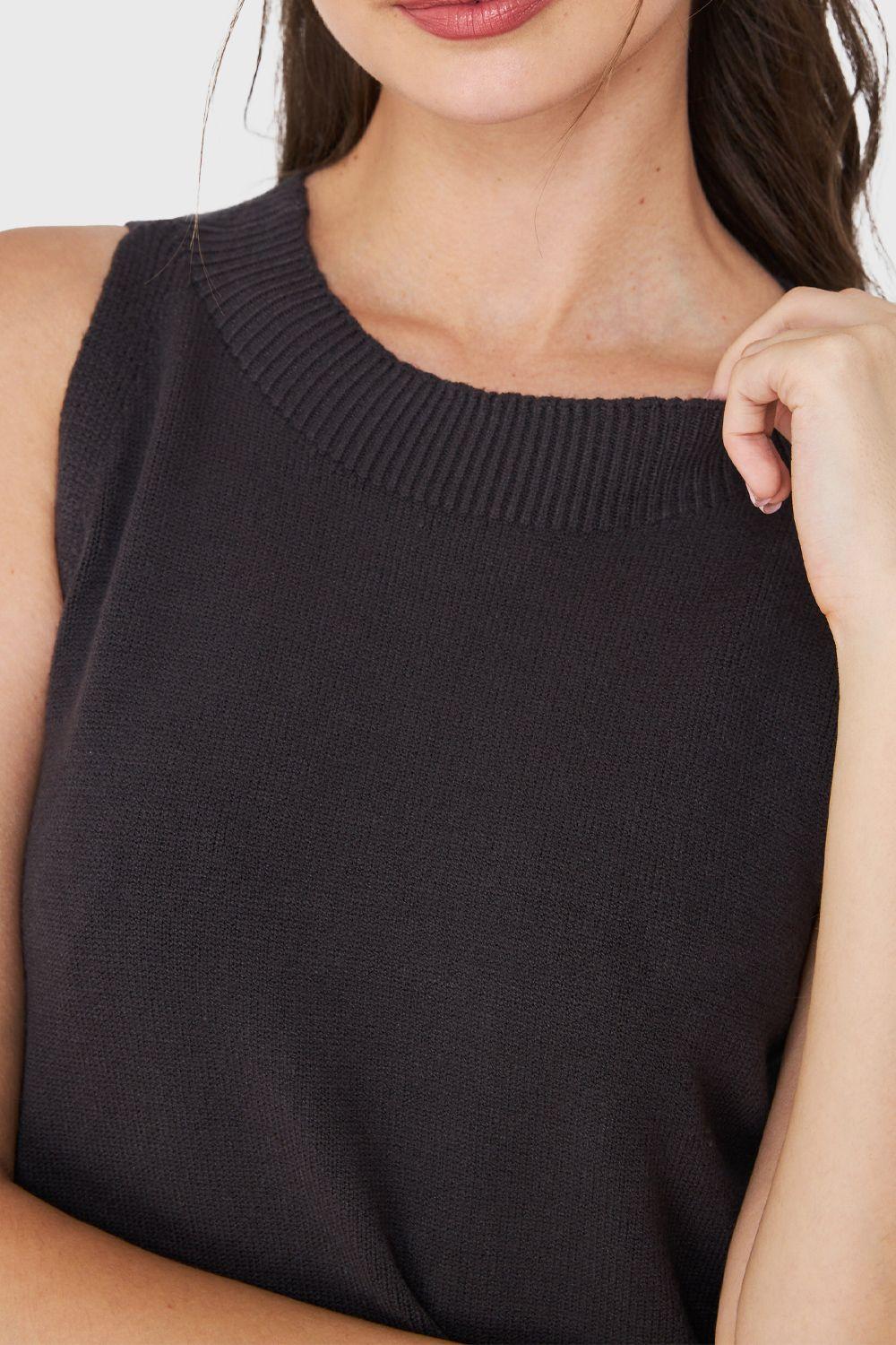 Vestido Tipo Tejido Holgado Flecos Grafito Nicopoly-5