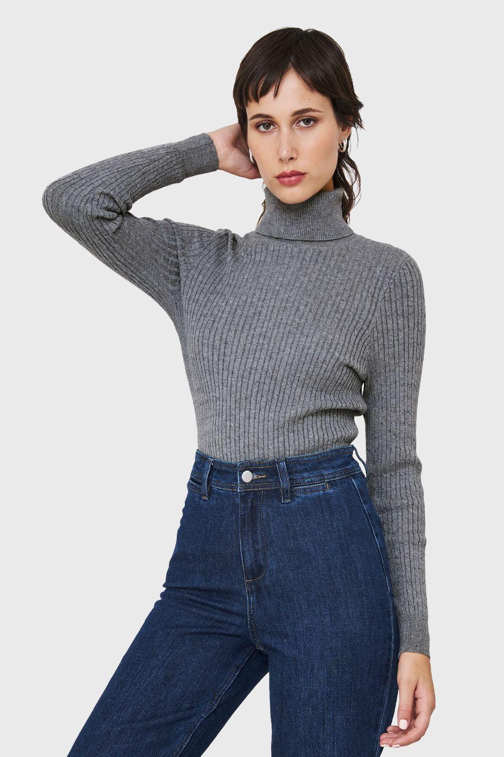 Sweater Tipo Cadenetas Gris Nicopoly-0