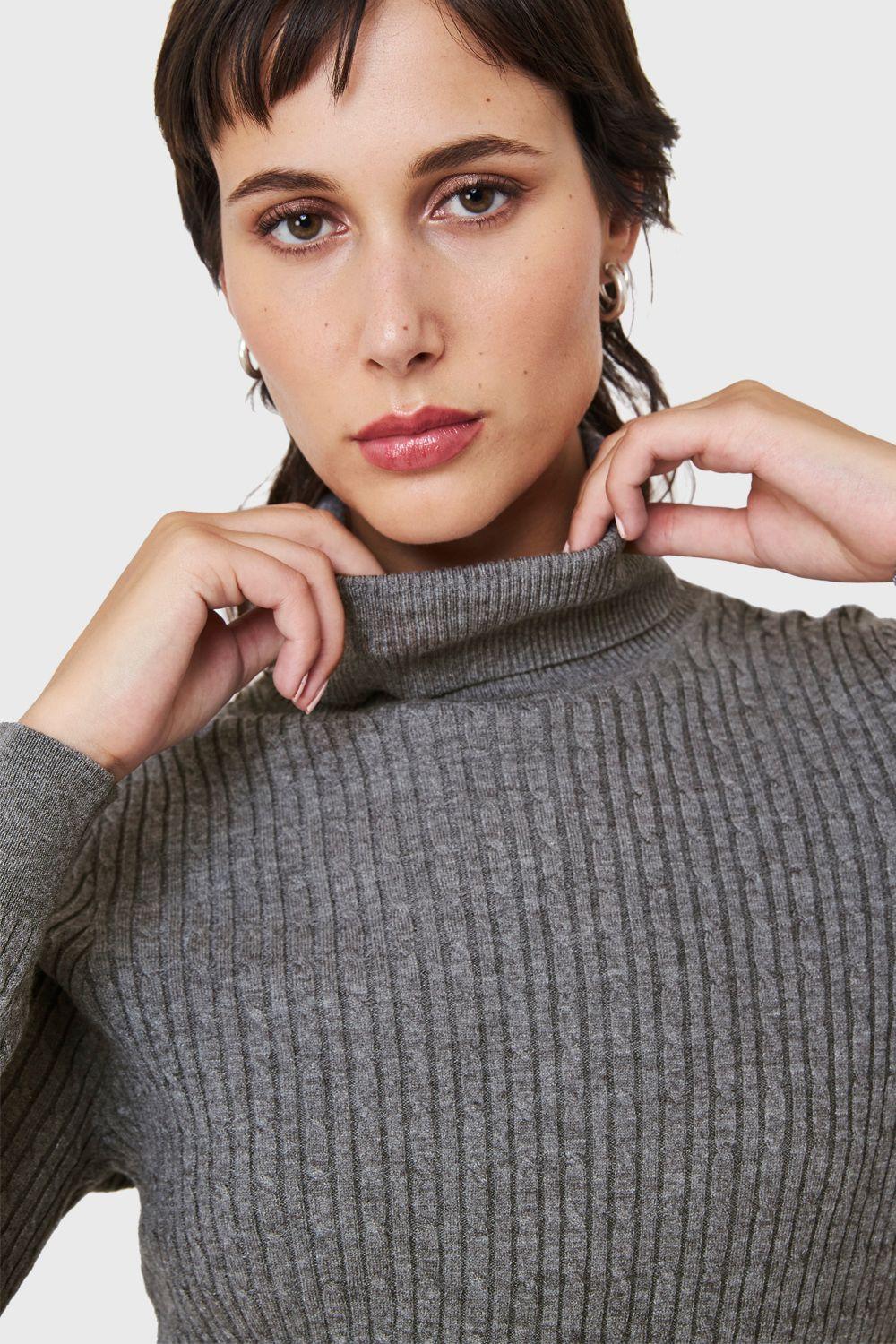 Sweater Tipo Cadenetas Gris Nicopoly-5