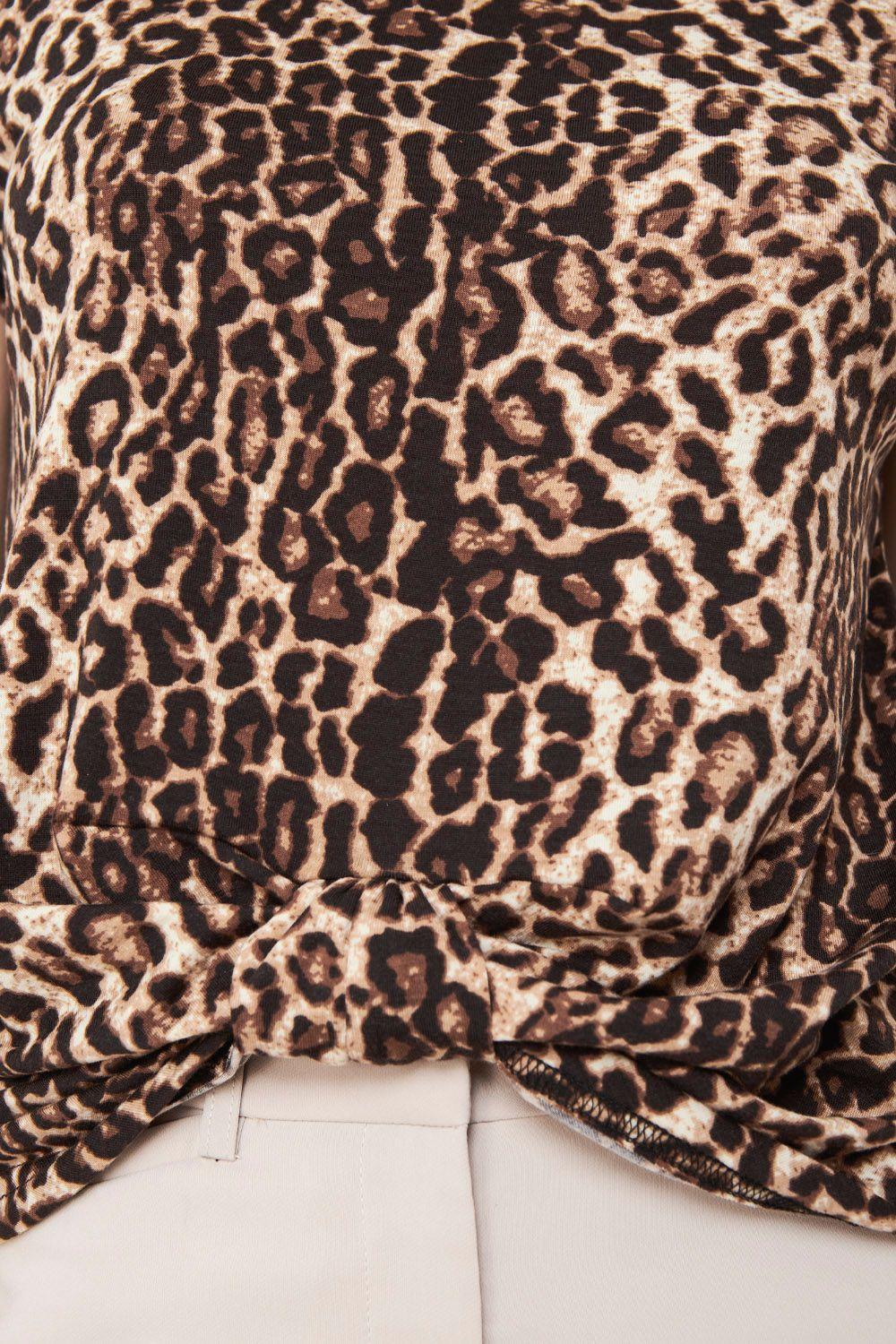 Polera Nudo Animal Print Café Nicopoly-5