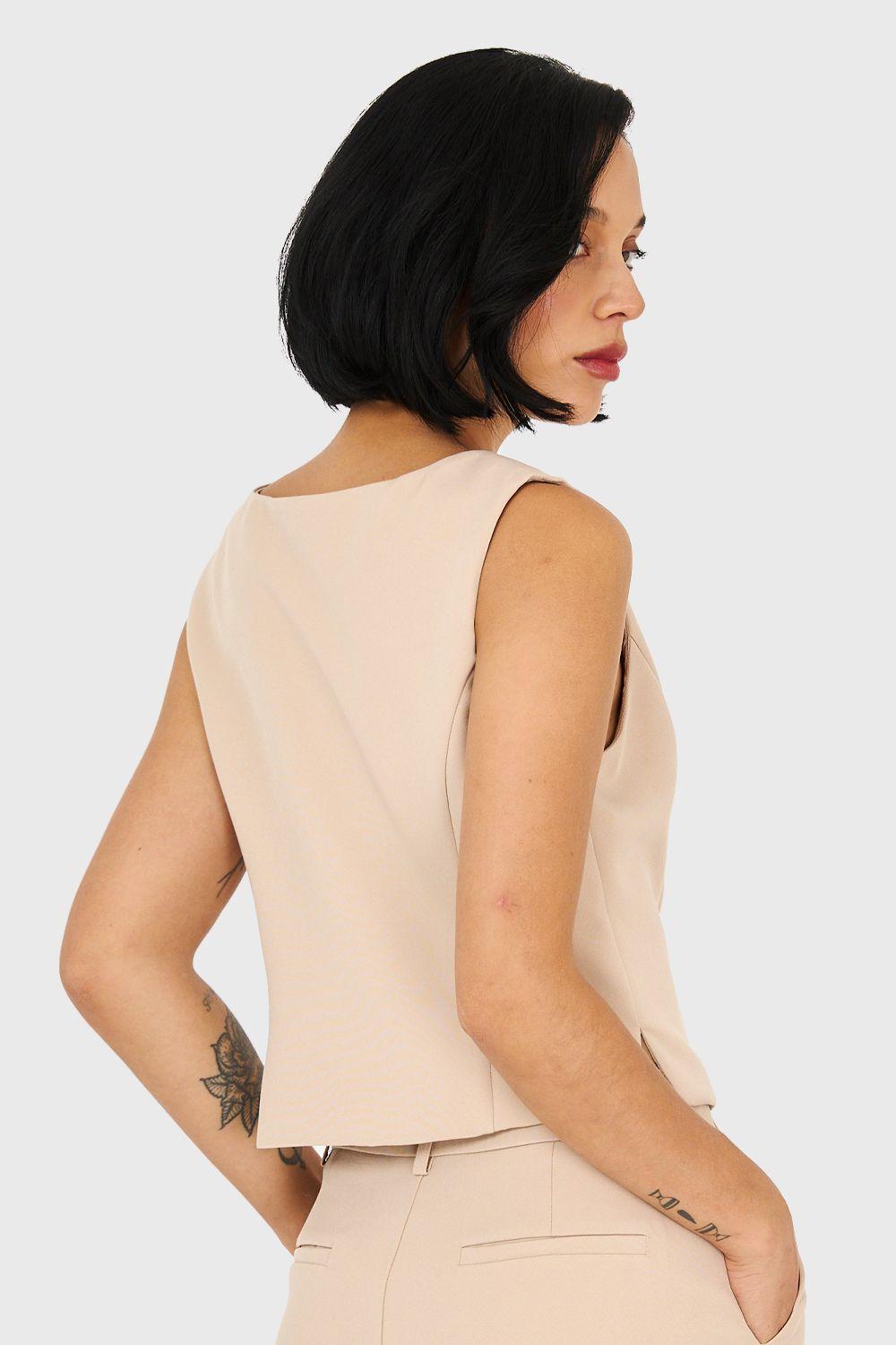 Gilet 4 Botones Beige Nicopoly-3