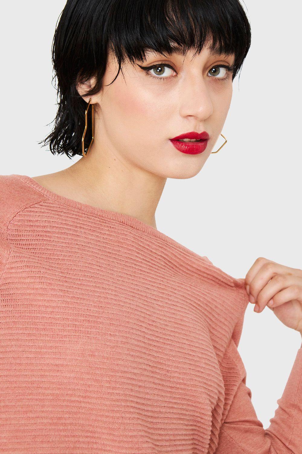 Tejido Acanalado Cuello Bote Damasco Nicopoly-5