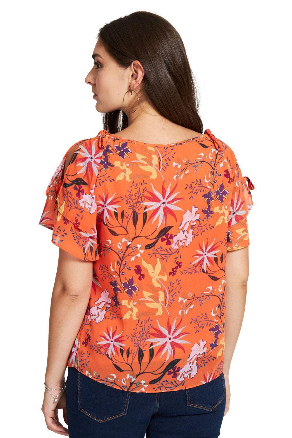 Blusa Floral Lazos Naranjo Nicopoly-3