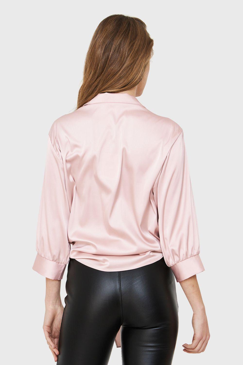 Blusa Tipo Satín Nudo Rosa Nicopoly-3